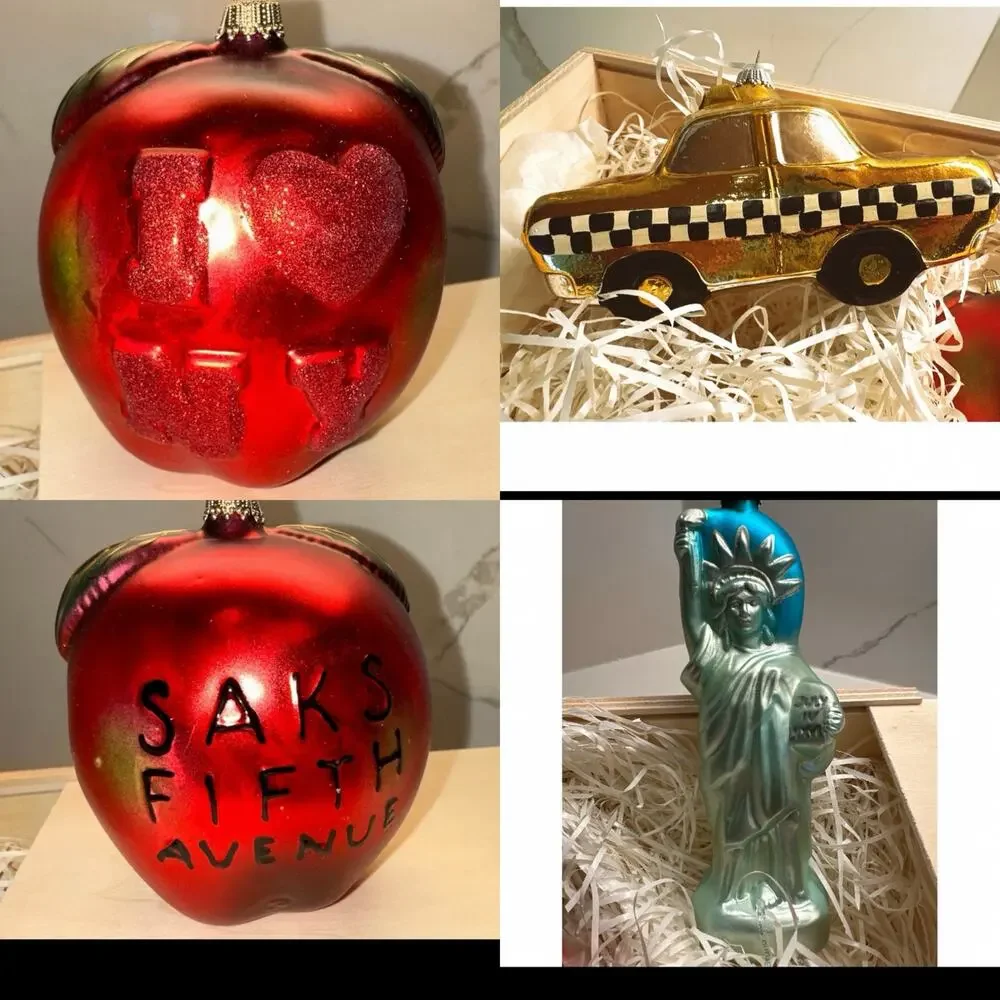 RARE Set of 3 New York Hand Blown Glass Ornaments Lauscha Glas Creation Saks